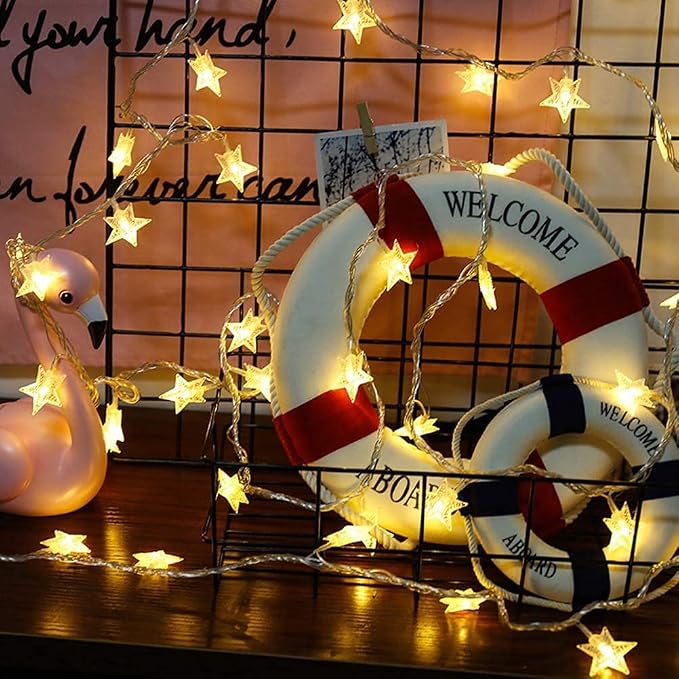 ANJAYLIA Star Lights 10 FT 20 LED Battery Operated String Lights for Bedroom Indoor & Outdoor, Party, Wedding and Ramadan Christmas Decorations 2 Pack Warm White
