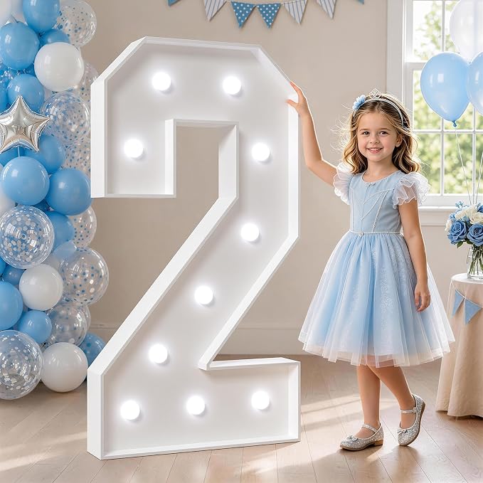4FT Marquee Numbers, Light Up Numbers 2 With Cool Light, Large Numbers for 2th 21st Birthday Party Decorations, Anniversary Decor DIY Kit