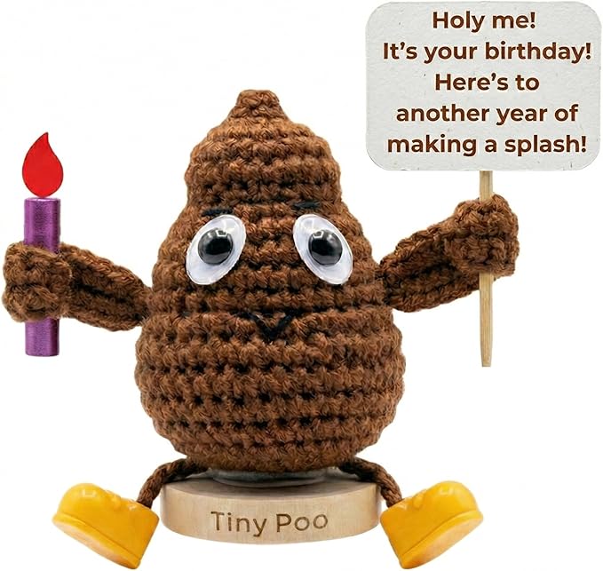 Birthday Gift for Women Men - Positive Poo Funny Crochet with 30 Hilarious Bday Cards | Cool Humor Gag Gift for Friends Coworker Sister Brother | Happy Birthday Party Decor Silly Present for Him Her