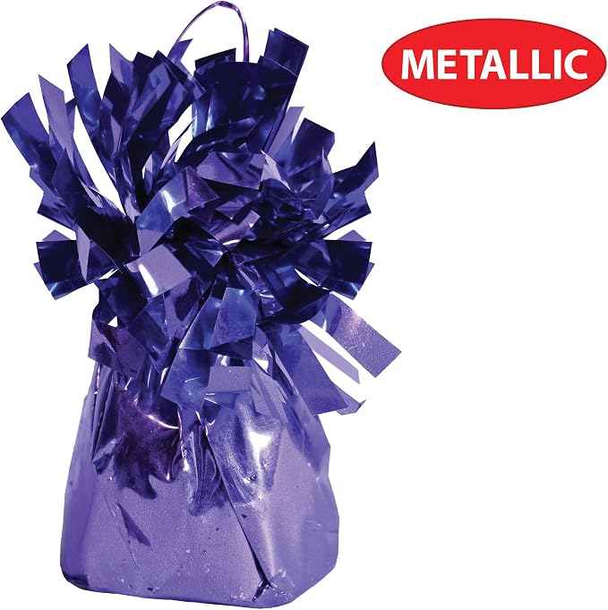 Beistle Metallic Wrapped Balloon Weight – 12 Pack, Lavender Purple Balloon Centerpiece Bouquet Holders, Party Decoration Accessories for Weddings, Baby Showers, Easter, and Spring Celebrations, 6 Oz