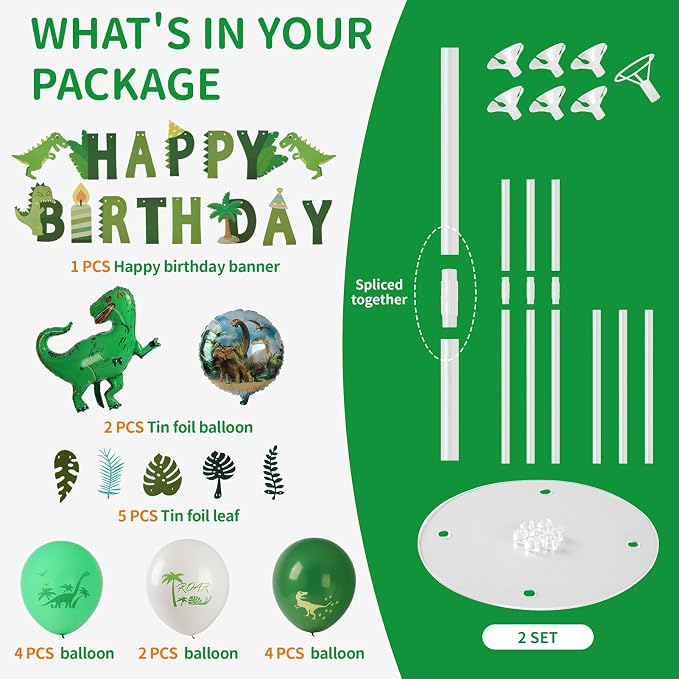 Dinosaur Birthday Decorations, Dinosaur Theme Party Decorations Include Table Centerpieces 2 Sets, Dino saur Balloons, Happy Birthday Banner, for Boys Dinosaur Decorations, Jungle Theme Party Decor
