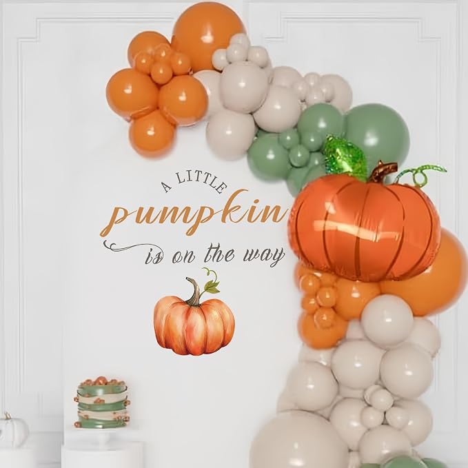 A Little Pumpkin is On The Way Baby Shower Decal Sign for Backdrop | Little Pumpkin Baby Shower Decorations Decal Sign, Fall Theme Gender Reveal Decorations Sticker for Balloon Arch, Backdrop