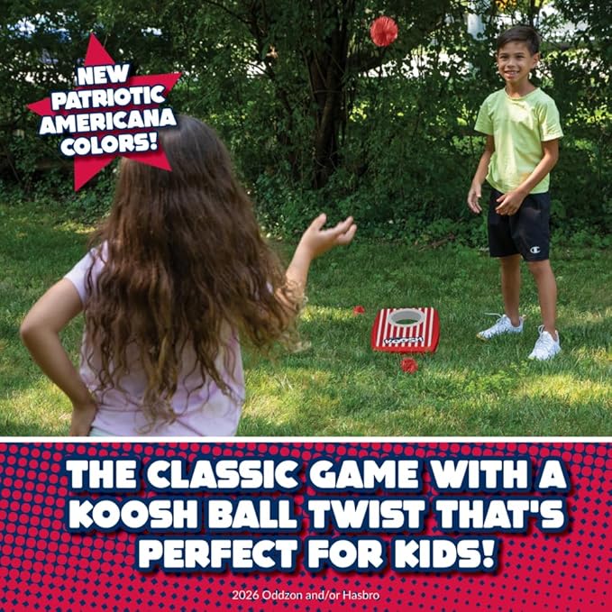 Koosh Double Kornhole 4th of July - Cornhole Set for Kids - Outdoor Toys for Boys and Girls - Perfect for Beginners - Preschool Toys, Easy Storage, 2 Kornhole Board, 6 Koosh Balls Included, Ages 5+