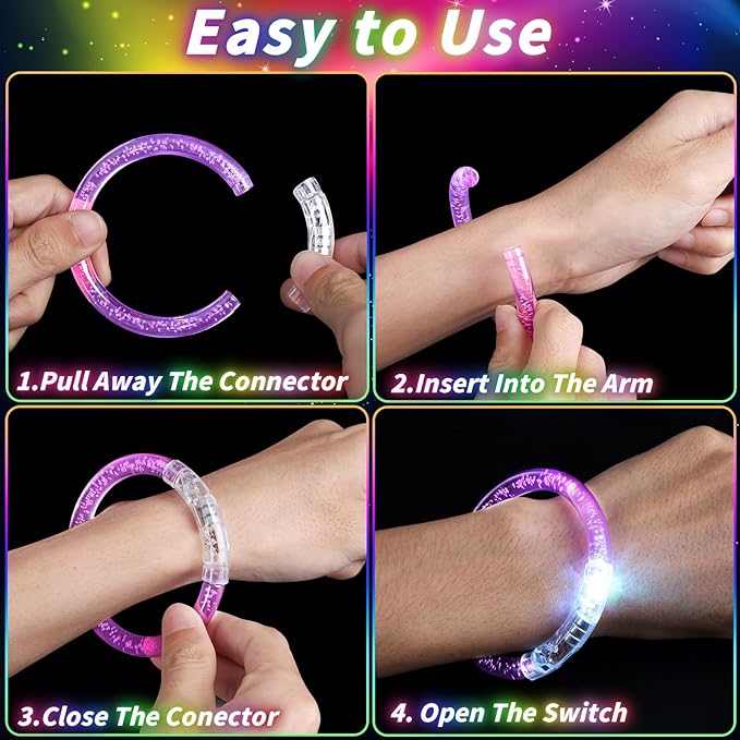 80 Pcs Glow in the Dark Party Supplies with Light up Glasses LED Bracelets 10 Neon Colors Glow Stick Bracelet Flashing Glasses for Kids Adult Rave Birthday Halloween Christmas Party Toys Favors