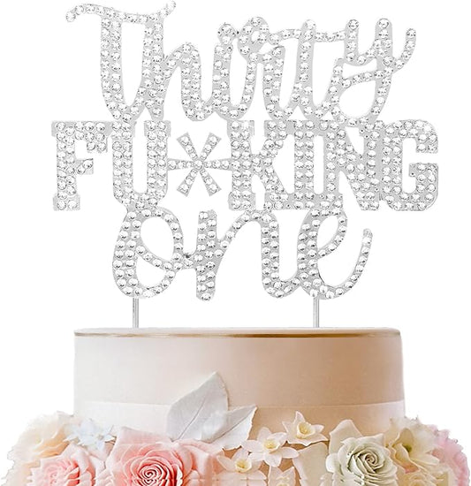 LINGTEER Happy 31st Birthday Funny Silver Rhinestone Cake Topper - Cheers to 31 Years Old,Happy 31st Birthday Cake Centerpieces Topper Decorations Gift Sign.
