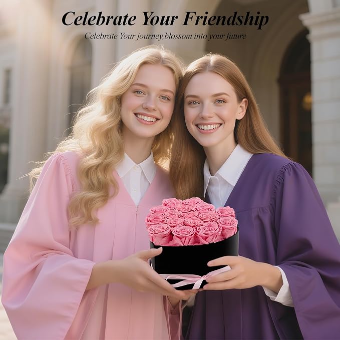 Forver Preserved Roses in a Box, Flowers for Her,Eternal Roses Preserved Flowers for Delivery Prime Birthday, Mothers' Day, Valentine's Day, Christmas (Pink, 16 Roses)