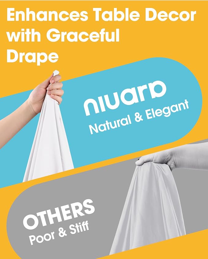 Niuara White Round Table Cloth - 6 Pack, 120" Washable Polyester Tablecloth for Round Tables, Wrinkle-Resistant Table Cover for Weddings & Parties