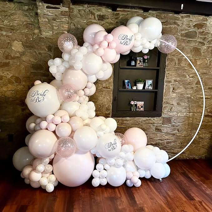 White Double Stuffed Balloons Different Size 115Pcs 5/10/12/18" White Balloon Arch Garland kit for Birthday Baby Shower Bridal Shower Gender Reveal Wedding Theme Party