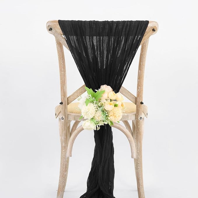 8 Pack 10Ft Cheesecloth Table Runner Black, 20 x 120 Inch Rustic Gauze Boho Cheese Cloth Wedding Long Table Runner for Wedding Party Bridal Shower Decoration