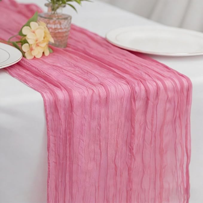 Mauve Cheesecloth Table Runner 21x120 Inch Gauze Table Runners Reusable Polyester 10ft Boho Rustic Cheese Cloth Table Runner for Wedding Party Baby Shower Birthday