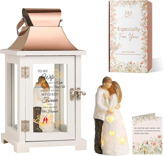 Birthday Gift for Wife, Birthday Gift for Her, Romantic Wife Gift from Husband, Christmas Valentine's for Her, Best Couple Lantern with Figurine