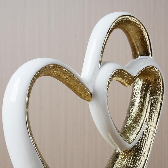 HAUCOZE Heart Statue Figurine Modern Art Sculpture Romantic Home Decor Ceramic Ornament Gift for Living Dining Room Bedroom 12 Inch