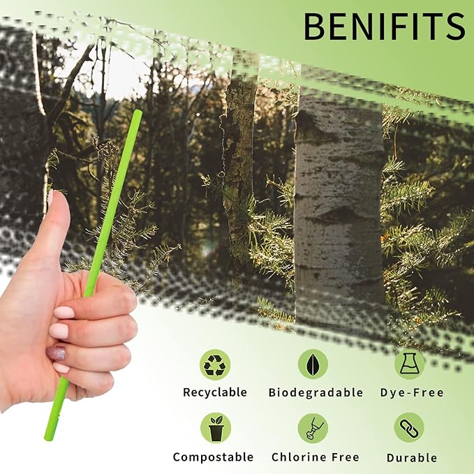 Green Paper Straws 100 Pack, Christmas Green Disposable Paper Straws 100% Biodegradable Straws for Drinking Cake Pop Sticks Party Wedding DIY Crafts Supplies