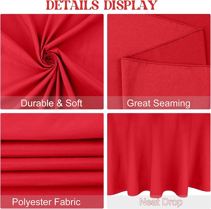 4 Pack Round Tablecloth 70 Inch Polyester Washable Decorative Fabric Table Covers for Wedding Dining Table Buffet Parties Banquet Decoration（Red）