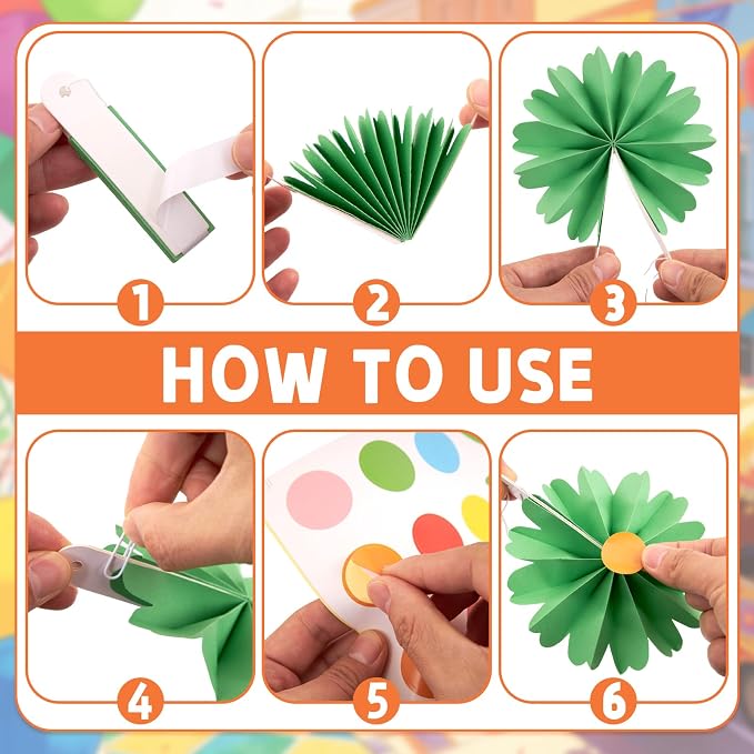 SUNBEAUTY 15PCS Cinco de Mayo Decorations Fiesta Paper Fans Party Decorations Paper Flowers for Wall Reusable Mexican Paper Flowers Hanging Paper Floral for Girls Women Birthday
