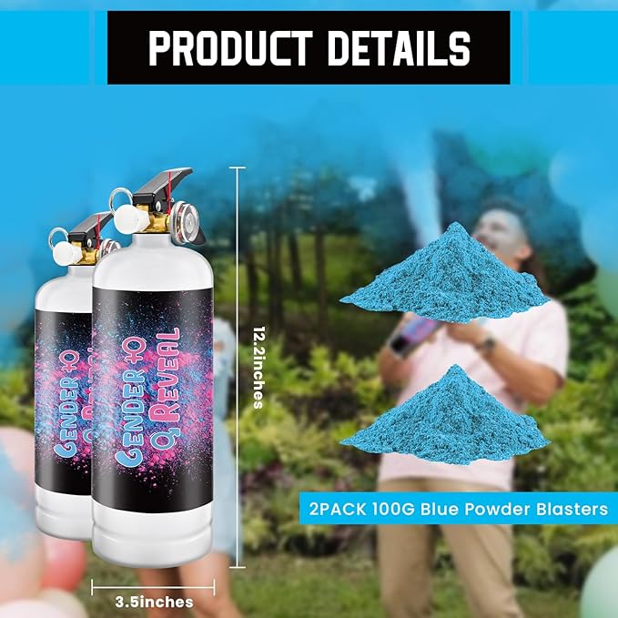 Gender Reveal Fire Extinguisher Pink or Blue 2Pack Large Gender Extinguishers Smoke Powder for Boy or Girl Baby Gender Reveal Ideas Biodegradable Colored Powder Extinguishers for Gender Reveal Party