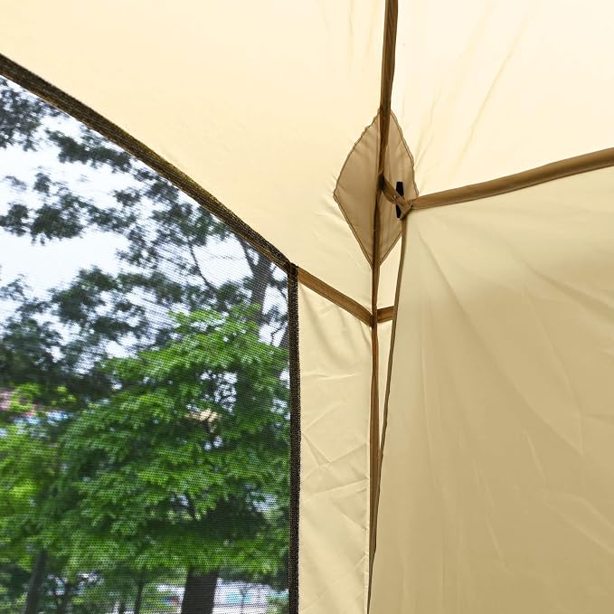 CAMPROS CP Screen House Room with 1 Pc Removal Wind/Sun Panel Canopy Tent Camping Tent Screen Shelter Gazebos for Patios Outdoor Camping Activities, 10'X10'X86in(H) - Beige