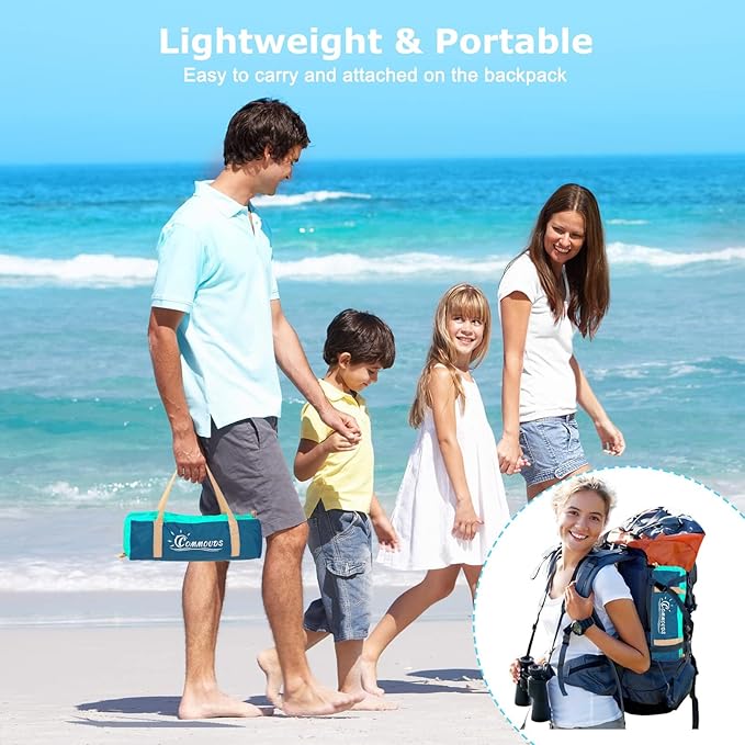 COMMOUDS Beach Tent Sun Shelter for 3/4/6/8 Person, UPF 50+ UV Protection Beach Shade Canopy Tent, Lightweight, Easy Set Up and Carry