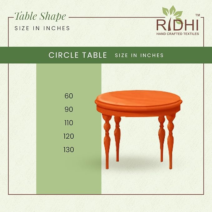 Ridhi Round Tablecloth Hand Block Print 100% Cotton Reusable Baby Blue Eyes 90 Inch Table Cover Decorative Everyday Use for Dining, Home, Party, Wedding, Farmhouse, Party Gift for Spring, Mother's Day