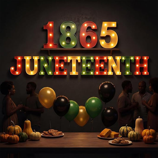 Honoson 14 Pcs Juneteenth Party Decorations 1865 Juneteenth LED Letter Lights Sign Table Decoration for Freedom Day Party African American Festival Celebration
