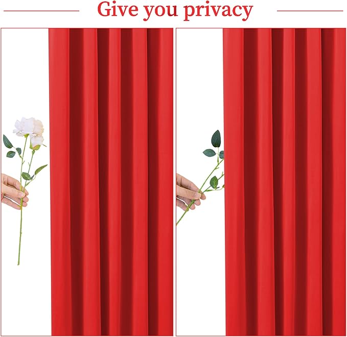 6 Panels Red Backdrop Curtain for Parties Wedding Wrinkle Free Red Photo Curtains Backdrop Drapes Fabric Decoration for Birthday Party Baby Shower Christmas 30ft(W) x 10ft(H)