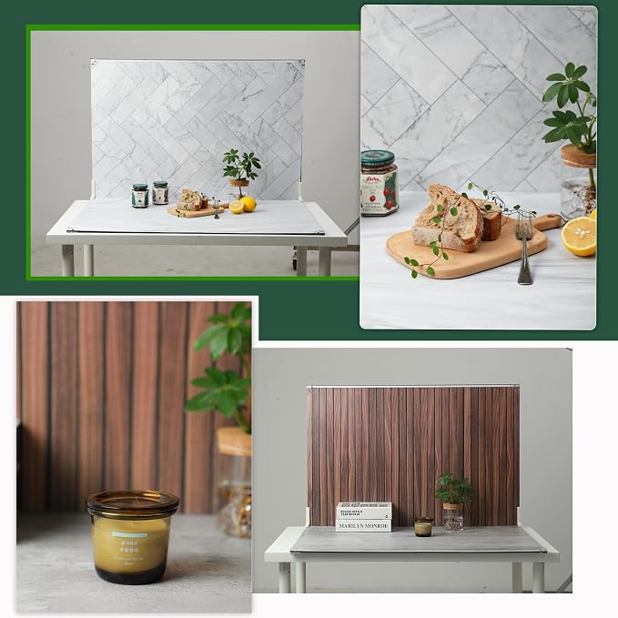 Product Photography Backdrops, 23x35inch 10 Pcs 20 Patterns Photo Backdrop Board, Double-Sided Waterproof Flat Lay Background Paper for Food, Jewelry, Cosmetics