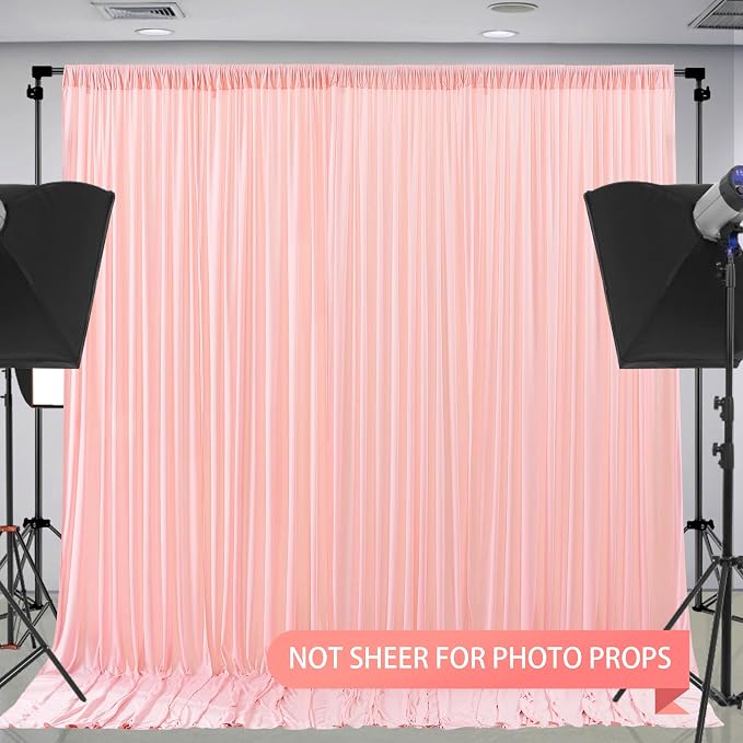 Blush Pink Backdrop Curtains-Wrinkle-Free Polyester Photography Drapes Party Curtain Background for Baby Shower Wedding Decorations- 40 X10FT