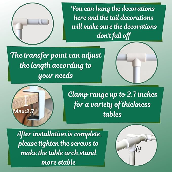 Beyeutao Over the Table Backdrop Stand with Clamps Double Crossbar 16"-87" Length 16"-45" Height Adjustable White Photo Backdrop Stand with Clamps Background Stand Metal Photo Background Stand