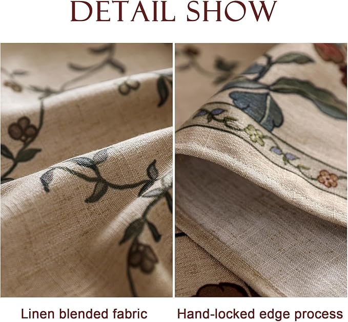 patdrea Vintage French Linen Tablecloth,Rectangular,102"x63"-Oliveirad | Heavyweight Elegant Large Table Cloth for Rectangle Table,Dark Floral & Vine Printfor Dining Room Tea Party Thanksgiving