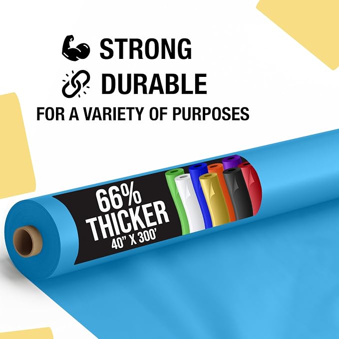 Party Solids 66% Thicker Premium Turquoise Plastic Table Cover Roll 40" X 300' Table Cloth Plastic Cover Roll Quality Thick Banquet Rolls Disposable Tablecloth Rolls Strong American Based Company