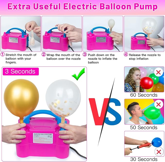 Balloon Arch Kit and Metal Balloon Column Stand and Electric Balloon Pump, Adjustable Balloon Stands for Floor with Water bags, Balloon Kit for Wedding Birthday Party Supplies Decoration