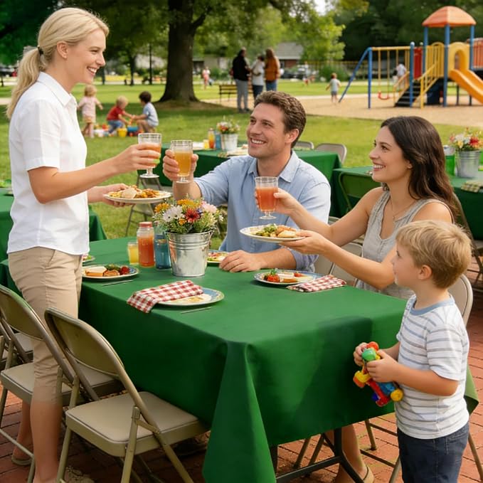 10 Pack Green Table Cloth 60x102 Inch Green Tablecloths for 6 Foot Rectangle Tables, Wrinkle Resistant Rectangular Tablecloth Washable Polyester Fabric Table Covers for Party Banquet Wedding Buffet