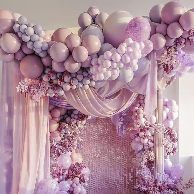 Double Stuffed Blush Purple Balloons,Dusty Purples Balloons Different Sizes 18 12 10 5 Inch,Double Stuffed Balloon Arch for Boho Party, Baby Shower, Birthday, Weddings (Dusty Purple01)