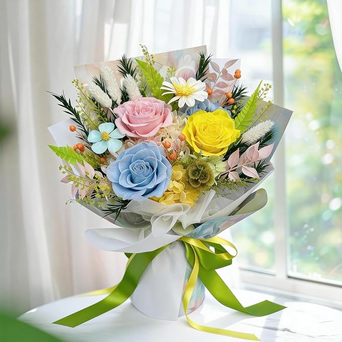 Forever Flower Gifts for Her: Romantic Flowers for Graduation-Daughter Girlfriend Wife Mom Grandma-Preserved Rose Bouquets-Flowers for Delivery Prime on Birthday Anniversary Valentines (dopamine2)