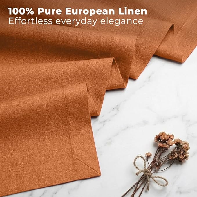Classic Linen™ by D'Moksha Rust Table Runner 72 Inches Long, 100% Pure Linen, 14 x 72 Inch Table Runner for Dresser, Dining- Mothers Day, Spring, Summer