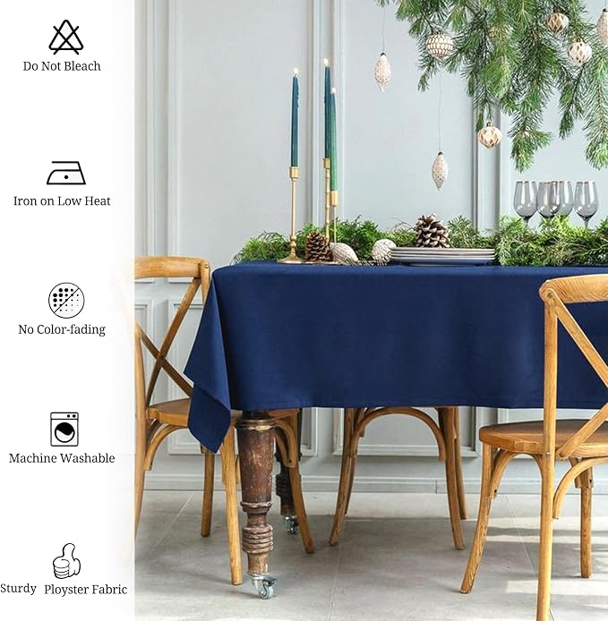 Pesonlook 12 Pack Rectangle Tablecloth-60 x 102 Inch Navy Blue Polyester Rectangular Washable Table Cover for 6 Feet Rectangle Tables for Buffet Party/Dining Table/Events