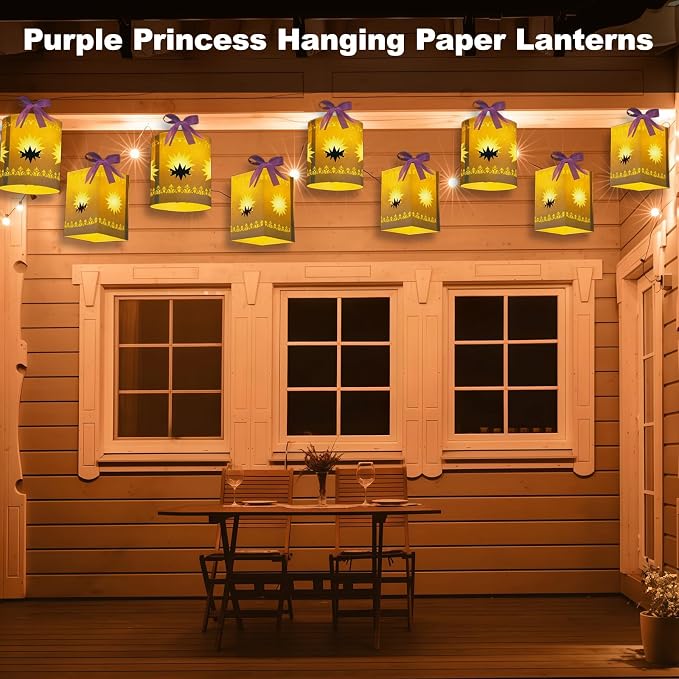 20 Pcs DIY Hanging Lanterns with String Light, Sun-Shaped Thickened Paper Cutout Lantern for Home Yard Decor, Suitable for Princess Girls Birthday Party Wedding Festival Decorations