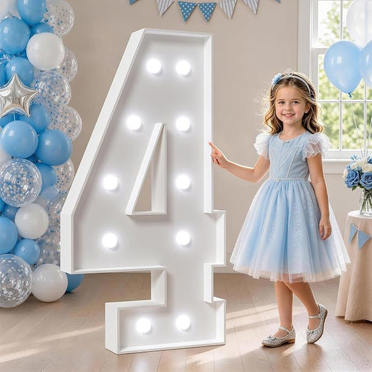 4FT Marquee Numbers, Light Up Numbers 4 With Cool Light, Large Numbers for 40th Birthday Party Decorations, Anniversary Decor DIY Kit