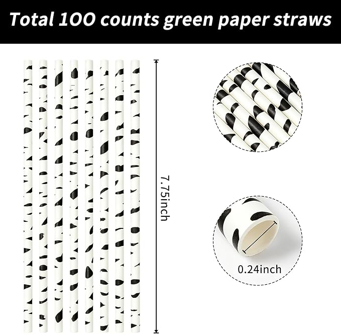 100 Pack Birch Bark Biodegradable Paper Straw for Birthdays, Weddings, Baby Showers Cyber Holiday 2019 Celebrations and Parties