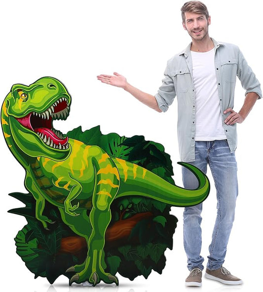 Colingmill 4 ft Dinosaur Cardboard Cutout Standup Jurassic Birthday Party Decoration PVC Life Size Cutout Dinosaur Party Photo Prop for Jurassic Indoor Outdoor Decor(Dino-mite T-rex)