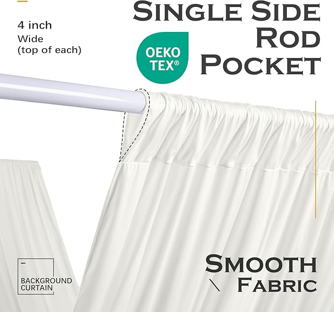 20ftx40ft Ivory Ceiling Curtain for Wedding Parties – 4 Panels Wrinkle-Free 40 FT Long Tent Draping Curtains for Wedding, Birthday & Theme Parties, 40ft Height with Rod Pocket