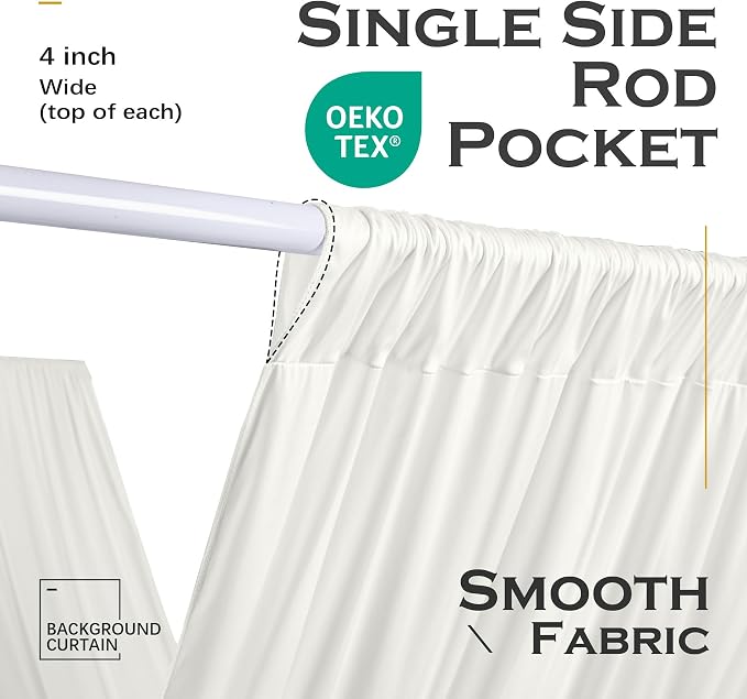 10ftx40ft Ivory Ceiling Curtain for Wedding Parties – 2 Panels Wrinkle-Free 40 FT Long Tent Draping Curtains for Wedding, Birthday & Theme Parties, 40ft Height with Rod Pocket