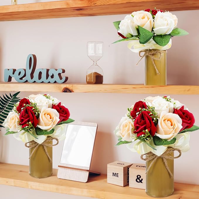 Rustic Vase for Table Centerpieces 4.33 Inch Small Petite Flower Vase with Twine Bow Vintage Farmhouse Decor for Wedding Reception Dining, Home Galvanized Metal Buckets(Gold,12 Pcs)