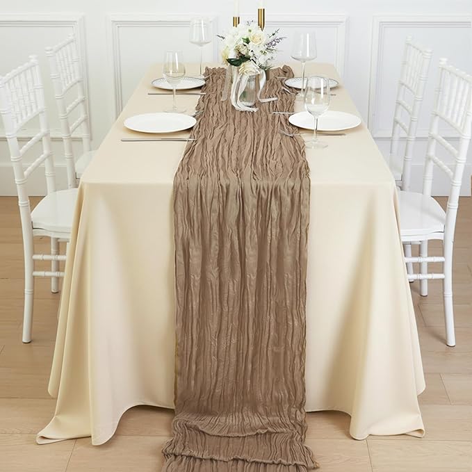 12 Pack Nude Cheesecloth Table Runner 120 Inch 10FT Cheese Cloth Runners for Wedding Decoration, Boho Decor, Retro Decorations
