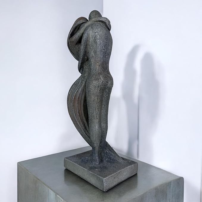 Top Brass Eternal Embrace Romantic Couple Sculpture – 12 1/2” Resin Lovers Statue (Graphite Kiss & Moon-wash Limestone) – Modern Home Décor Wedding Anniversary Love Art (Graphite Kiss)