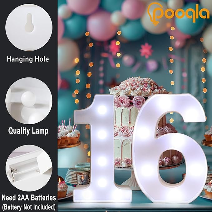Pooqla 75th Birthday Decoration for Woman Man, Decorative LED Light Up Numbers, Marquee Numbers 75 Sign for Party Backdrop 75th Wedding Anniversary Decor, Warm White and Cool White Number 75