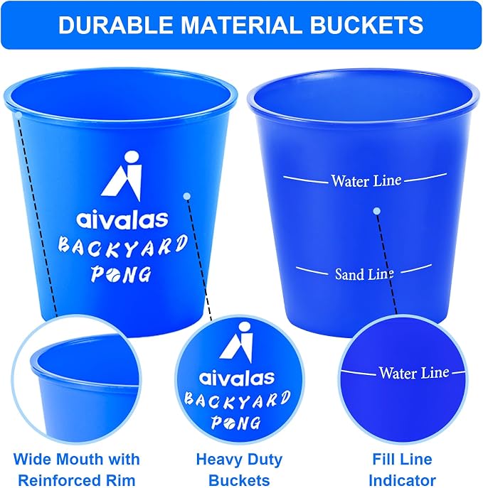 Aivalas Yard Pong Outdoor Games Glow Set in Dark, Giant Yard Pong Game for Adults and Family with 12 Buckets, 4 Balls and a Carrying Bag, Giant Pong for Beach, Camping, Lawn and Backyard