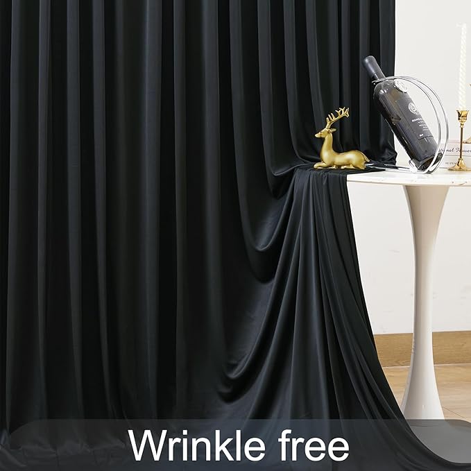 Black Backdrop Curtain for Parties Wrinkle Free Black Photo Curtains Backdrop Drapes Fabric Decoration for Birthday Party Wedding 5ft x 7ft,2 Panels