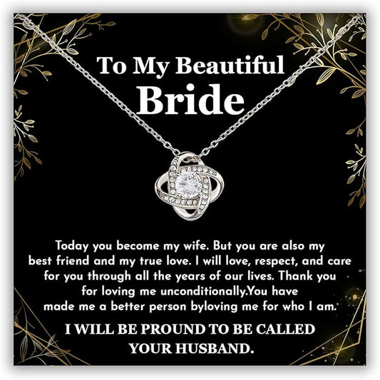 Groom To Bride Necklaces, Groom To Bride Necklace Gifts With Message Card, Groom To Bride Necklace For Wedding Day, To My Bride Necklace, Bridal Shower Necklace Gifts For Bride To Be