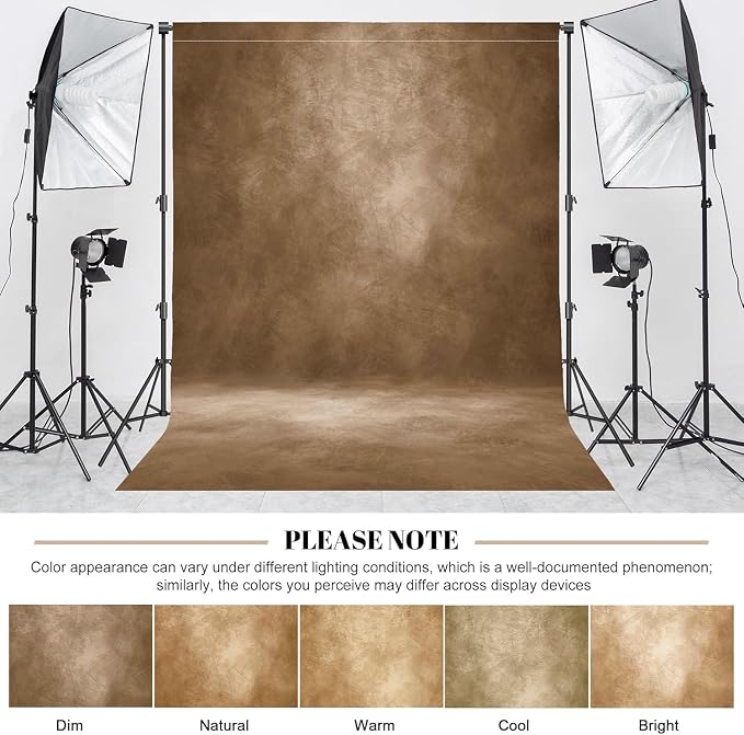 Abstract Professional Photography Backdrop for Portrait Photo Props Booth Background Photoshoot Studio with Polyester Fabric Roller Pocket on Top (8x14ft,Brown,No Stand)
